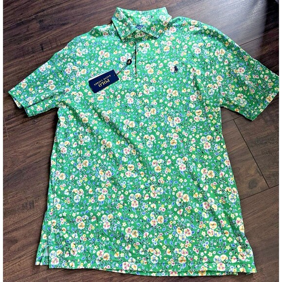 Polo Ralph Lauren Men's Classic-Fit Floral Soft Cotton Polo Shirt Green Multi M - Picture 6 of 10
